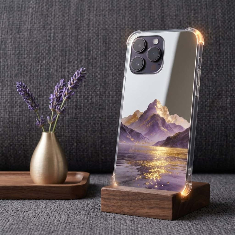 iPhone紫金聚財金水生流光鏡面手機殼
